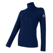 Camiseta funcional de mujer Sensor Merino Extreme zip azul oscuro