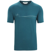 Camiseta funcional de hombre Icebreaker Men Tech Lite II SS Tee Cadence Paths verde Green Glory