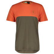 Camiseta de ciclismo para hombre Scott Trail Flow DRI SS verde/naranja braze orange/shadow brown