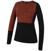 Camiseta de mujer MOOA MerinoSilk Block 160 long naranja cinnamon melange