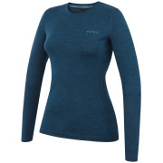 Camiseta de mujer MOOA MerinoSilk 160 long azul lagoon blue melange