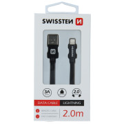 Cable de carga y datos Swissten Textile USB / Lightning 2 m negro černá