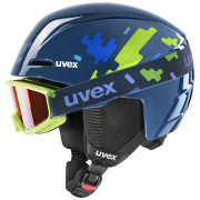 Juego de casco y gafas Uvex Viti set 2023 azul/verde blue puzzle