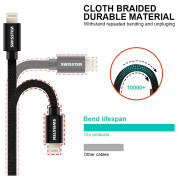 Cable de carga y datos Swissten Textile USB / Lightning 3 m