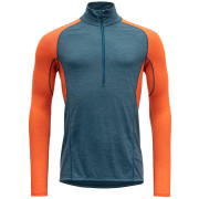 Camiseta funcional de hombre Devold Running Merino 130 Zip Neck Man azul/naranja Pond