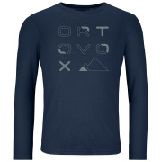 Camiseta de hombre Ortovox 185 Merino Brand Outline Ls M azul deep ocean