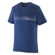 Camiseta de hombre Patagonia M's Cap Cool Merino Blend Graphic Shirt azul Strata Stripe: Clement Blue