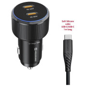 Adaptador Swissten Car Charger 2X USB-C PD, 50W + cabel USB-C / USB-C, 1 m