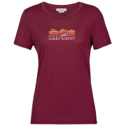 Camiseta de mujer Icebreaker Tech Lite II SS Tee Mountain Geology rojo cherry