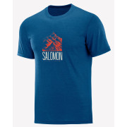 Camiseta de hombre Salomon Explore Graphic Ss Tee M azul oscuro Poseidon