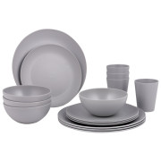 Vajilla Bo-Camp Tableware Renew RPET 16pcs gris gray
