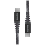 Cable de carga y datos Swissten Kevlar USB-C/USB-C 1,5 m gris oscuro Antracit