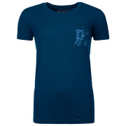 Camiseta de mujer Ortovox W's 185 Merino Way To Powder TS azul PetrolBlue
