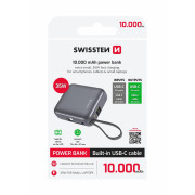 Batería externa Swissten Space 10000 mAh, 35W USB-C plata stříbrná