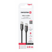 Cable de carga y datos Swissten Textile USB-C / USB-C 2 m negro černá