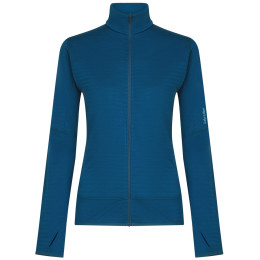 Sudadera funcional de mujer Icebreaker Women Merino Blend 300 RealFleece™ Descender LS Zip azul Atlantis