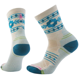 Calcetines de mujer Smartwool W Hike Light Cushion Retro Floral blanco/azul MOONBEAM