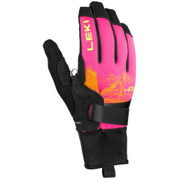 Guantes de esquí de fondo Leki HRC Race TR negro/rosa neonpink-neonorange-neonyellow
