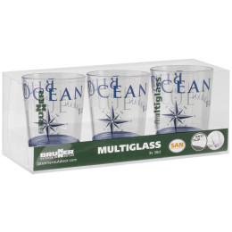 Juego de vasos Brunner Set Multiglass Blue Ocean SAN - 3ks