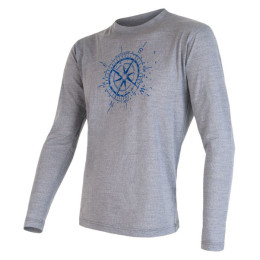Camiseta de hombre Sensor Merino Wool PT Kompas dl.r. gris Grey
