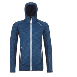 Sudadera de mujer Ortovox Fleece Space Dyed Hoody azul/blanco Blue Sea Blend
