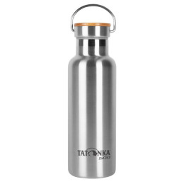 Botella térmica de acero inoxidable Tatonka Hot + Cold Stuff Bamboo Lid 500 plata