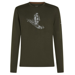 Camiseta funcional de hombre Icebreaker Men Merino 200 Oasis LS Crewe SkiingYeti verde oscuro Dk Loden