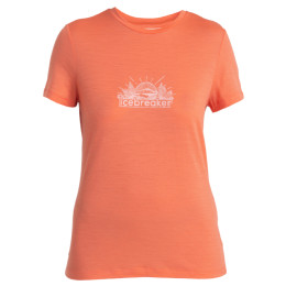 Camiseta funcional de mujer Icebreaker Women Merino 150 Tech Lite III SS Tee IB Grown Naturally naranja Tang