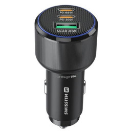 Adaptador Swissten Car Charger 2x USB-C PD + USB-A, 95 W + cabel USB-C / USB-C, 1 m