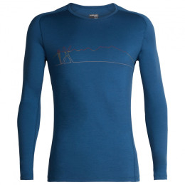 Camiseta de hombre Icebreaker Mens 200 Oasis Deluxe Raglan LS Crewe Single Line Ski azul PrussianBlue