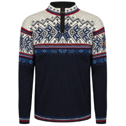 Jersey de hombre Dale of Norway Vail Masc Sweater azul oscuro Midnightnavy Redrose Offwhite