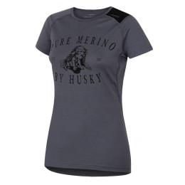 Camiseta funcional de mujer Husky Merino 100 kr. rukáv Puppy gris