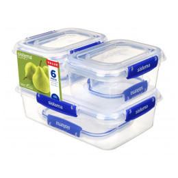 Caja de alimentos Sistema 6 Pack Essentials Klip It Plus Transparent Transparent with blue clips