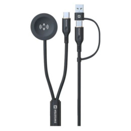 Cable de carga y datos Swissten Wireless magnetic charging cable 2in1 for Samsung Watch + USB-C 1,2 m