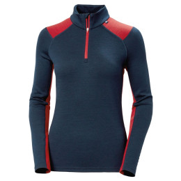 Camiseta funcional de mujer Helly Hansen W Lifa Merino Midw 1/2 Zip azul oscuro Navy