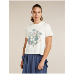Camiseta de mujer Icebreaker Merino 150 Tech Lite SS Crop Tee NZ Flora blanco ECRU HTHR