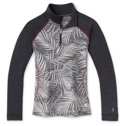 Camiseta funcional de mujer Smartwool W Merino 250 Bl Pattern 1/4 Zip Boxed negro/gris LightGrayPinwheel