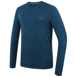 Camiseta de hombre MOOA MerinoSilk 160 long azul lagoon blue melange