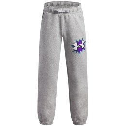 Pantalones para niños Under Armour UA B Rival FLC Graphics Jgr Mod Gray Light Heather gris/blanco Mod Gray Light Heather / / White