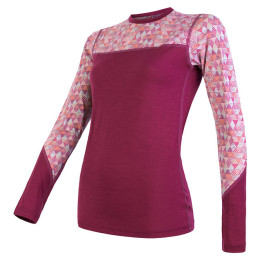 Camiseta funcional de mujer Sensor Merino Impress (long sleeve) violeta lilla/pattern