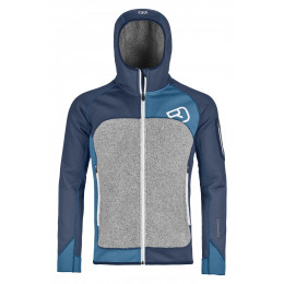 Sudadera de hombre Ortovox Fleece Plus Hoody gris/azul NightBlue
