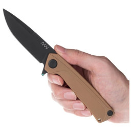 Navaja Acta non verba Z100 DLC Black / Plain edge, G10 Coyote / Liner Lock