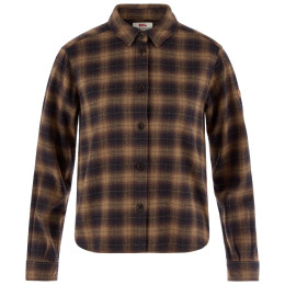 Camisa de mujer Fjällräven Övik Boxy Flannel Shirt W marrón Black-Wood Brown