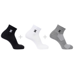 Calcetines Salomon Everyday Lite Quarter 3-Pack negro/gris Black / White / Frost Gray
