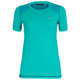 Camiseta de mujer Salewa Pedroc Hybrid Dry W S/S Tee verde LagoonGreenMelange