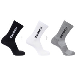 Calcetines Salomon Everyday Lite Crew 3-Pack negro/gris White / Black / Frost Gray