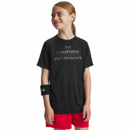 Camiseta para niños Under Armour Tech Split Wordmark SS-BLK negro Black