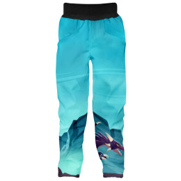 Pantalones softshell para niños WAMU Dragon Fantasy azul BLUE