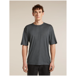 Camiseta funcional de hombre Icebreaker Merino 150 Tech Lite SS Relaxed Tee gris oscuro OBSIDIAN