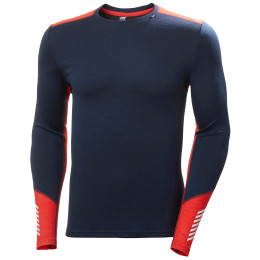 Camiseta funcional de hombre Helly Hansen Lifa Merino Midweight Crew 2021 azul/rojo Navy